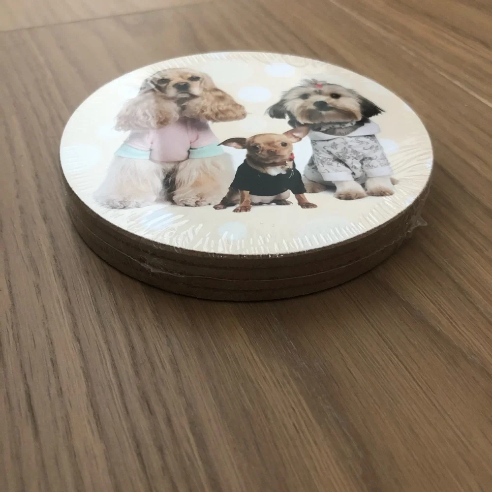 NEW 4 coasters dogs- shihtzu chihuahua cute fun dog lover